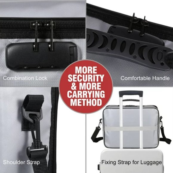 ROLOWAY Fireproof Document Bag with Lock, Fireproof Document safe organizer Gray - Picture 5 of 6